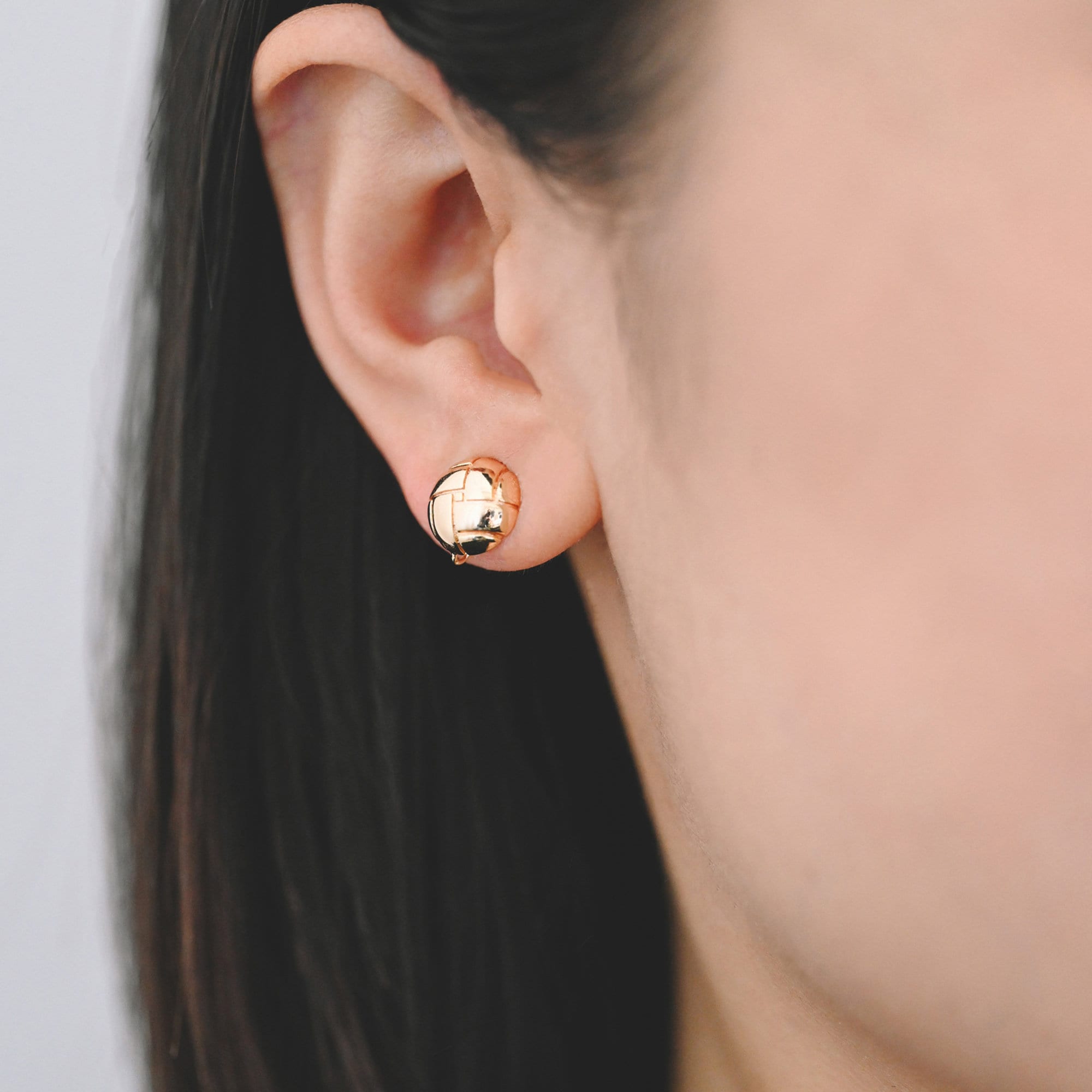10pcs Gold Round Earring with Loop, 18K Gold plated Brass, Geometric Stud Earring Components (GB-2286)